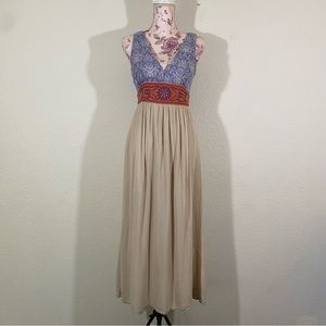 Flying Tomato sz:SP V-Neck Embroidery Belt Maxi Dress